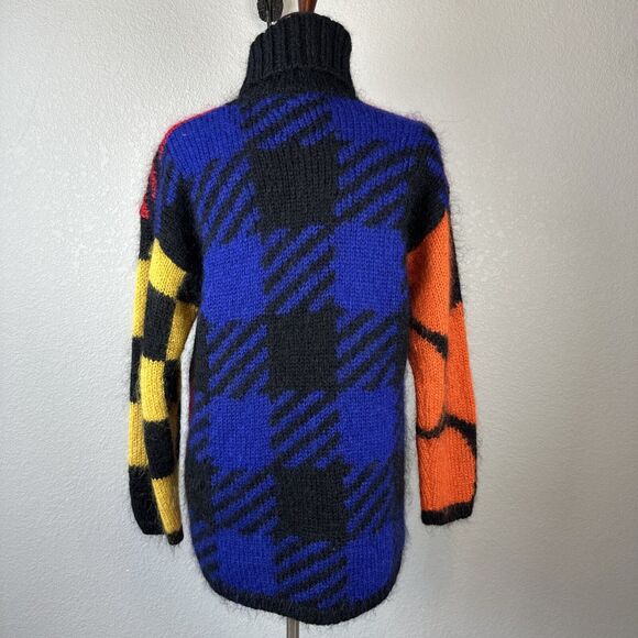 The Limited Vintage Multi Pattern Colorblock Turtleneck Sweater Size S Mohair - Picture 5 of 7